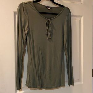 Olive green Venus double tie front top